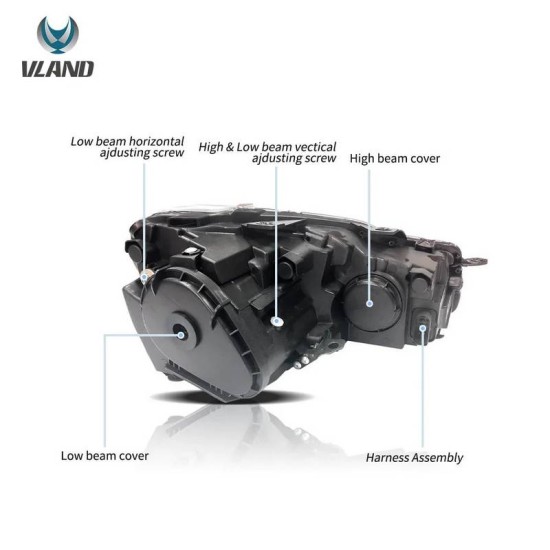 Μπροστινά Φανάρια Set Για Vw Golf VΙ (6) 08-12 DRL U-Type & Dynamic Φλας & Devil Eye Μαύρα H7/H7 Με Μοτέρ VLand