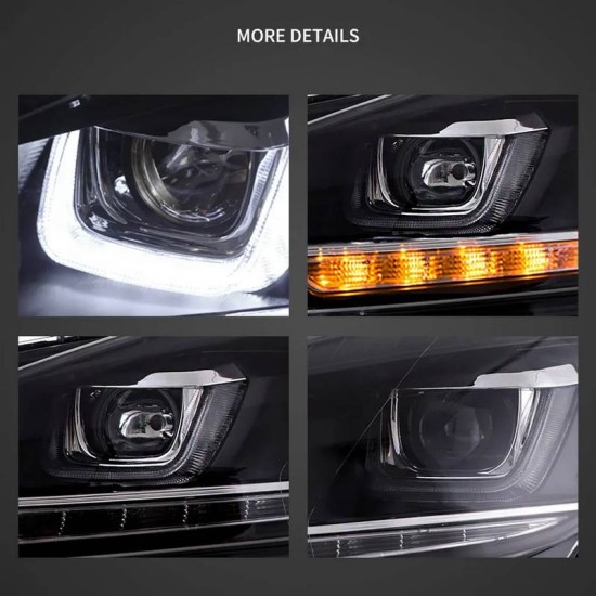 Μπροστινά Φανάρια Set Για Vw Golf VΙ (6) 08-12 DRL U-Type & Dynamic Φλας & Devil Eye Μαύρα H7/H7 Με Μοτέρ VLand