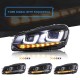 Μπροστινά Φανάρια Set Για Vw Golf VΙ (6) 08-12 DRL U-Type & Dynamic Φλας & Devil Eye Μαύρα H7/H7 Με Μοτέρ VLand
