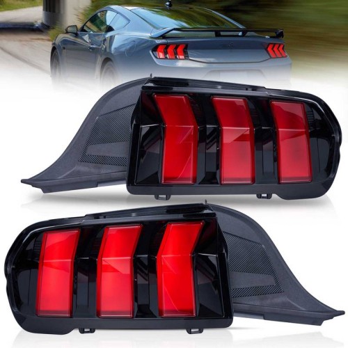 Πισινά Φανάρια Set Για Ford Mustang S650 2024-2026 Full Led Κόκκινο Με Πορτοκαλί Φλας VLand