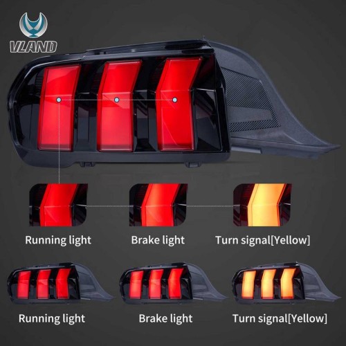 Πισινά Φανάρια Set Για Ford Mustang S650 2024-2026 Full Led Smoke Με Πορτοκαλί Φλας VLand