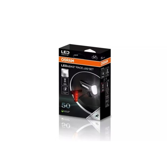 Σετ Εμπρός & Πίσω Φώτα Ποδηλάτου Usb Type-C Osram LedsBike Race 50 Set LEDBL101SET