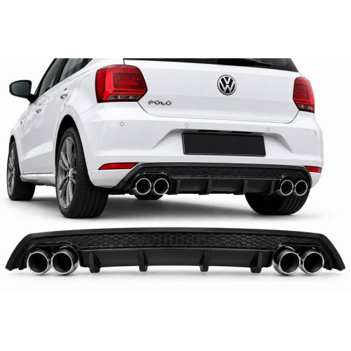 Diffuser Πίσω Προφυλακτήρα Για VW Polo 09-17 mk5 6R R Look Μαύρο Ματ -00----00- Από Abs Πλαστικό 1 Τεμάχιο
