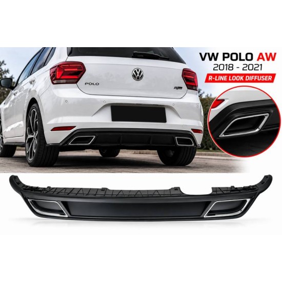 Diffuser Πίσω Προφυλακτήρα Για VW Polo 17+ AW mk6 R-Line Look