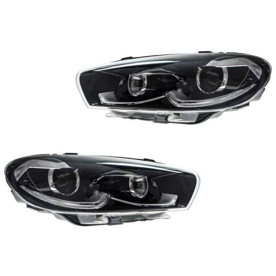 Μπροστινά Φανάρια Set Για Vw Scirocco 08-17 Xenon Upgrade Facelift Look Full Led DRL Black