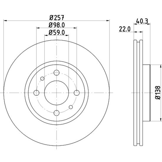 ΔΙΣΚΟΠΛΑΚΑ ΤΕΜ ΕΜ FIAT 500,PANDA II, STILO 01--Hella Pagid-HL8DD355103971