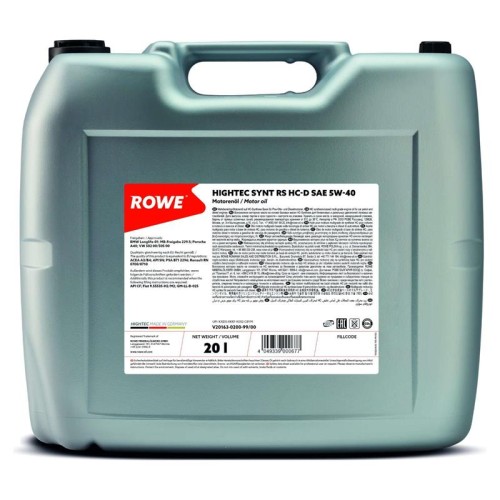 ΛΙΠΑΝΤΙΚΟ HIGHTEC SYNT RS HC-D SAE 5W-40 (20 Lt)-ROWE-RW20163020099