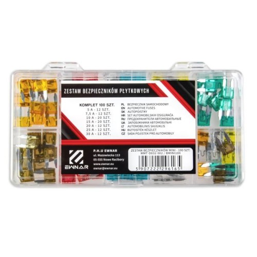 ΣΕΤ ΑΣΦΑΛΕΙΩΝ 100 pcs (10A - 20 15A - 20 20A - 12 25A - 12 30A - 12 5A - 12 7,5A - 12) mini