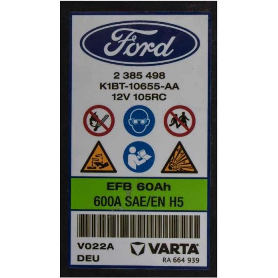 ΓΝΗΣΙΑ ΜΠΑΤΑΡΙΑ FORD 12V 60Ah CCA 600A-2385498