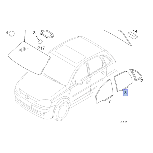 ΓΝΗΣΙΟ TZAMI ΠΙΣΩ APΙΣΤΕΡΗΣ ΠOPTAΣ OPEL CORSA-C 5ΘΥΡΟ F68 2001-2006