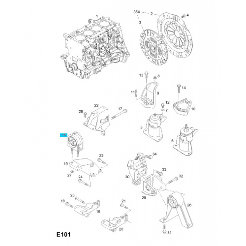 ΓΝΗΣΙΑ ΒΑΣΗ ΚΙΝΗΤΗΡΑ ΕΜΠΡΟΣ ΑΡΙΣΤΕΡΗ OPEL AGILA-B-93194200