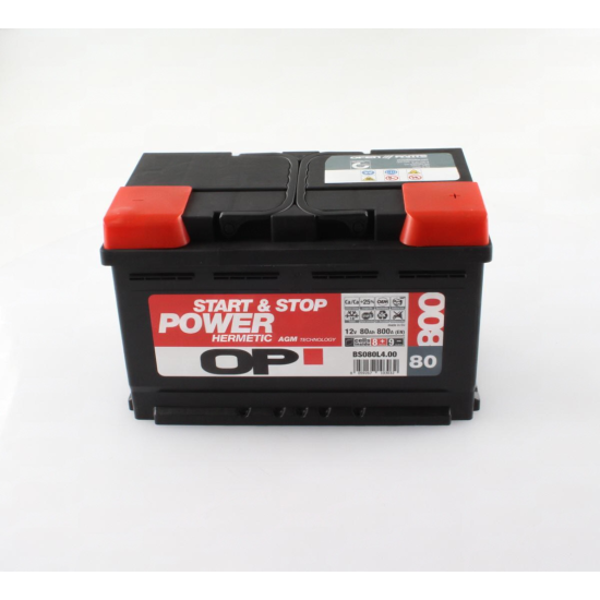 ΜΠΑΤΑΡΙΑ OP AGM START&ST POWER 12V 80A 800cca (315x175x190) ΔΞ - BS080L4.00