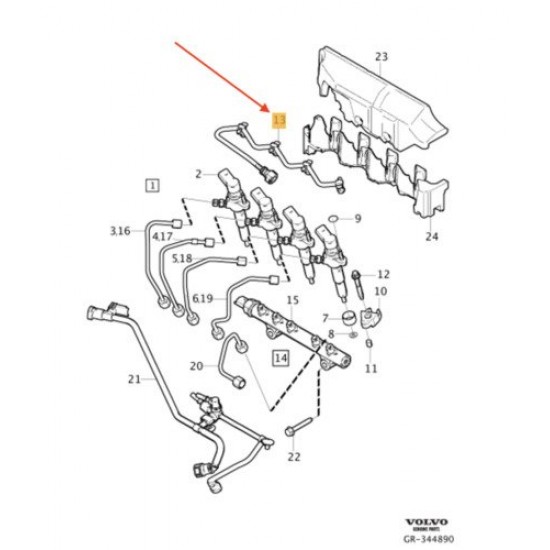 ΣΩΛΗΝΑΣ ΚΑΥΣΙΜΟΥ Volvo C30, S40, V50 (2004-), S60, V60 (2011-2018), V40 (2013-), V40 CC, V70, XC70 (2008-) - 31355340