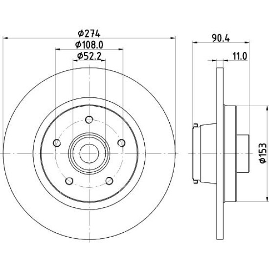 ΔΙΣΚΟΠΛΑΚΑ ΟΠ M.B CITAN (415) ,KANGOO 08-  (ΓΡΑΝΑΖΙ ABS)-Hella Pagid-HL8DD355133851