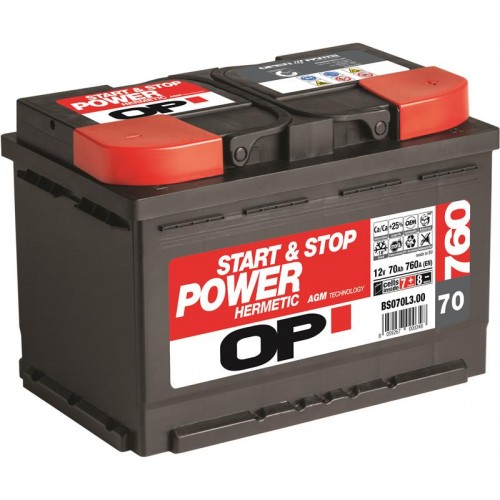 ΜΠΑΤΑΡΙΑ OP AGM START&ST POWER 12V 70A 760cca (278x175x190) ΔΞ