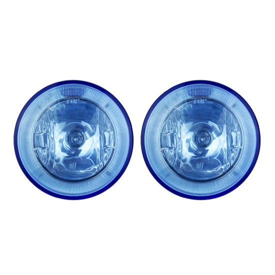 Προβολείς Ομίχλης Universal Μπλε Στρόγγυλοι Ø 10cm H3 12 Volt 55 Watt Με Μπλε Led Angel Eyes 2 Τεμάχια
