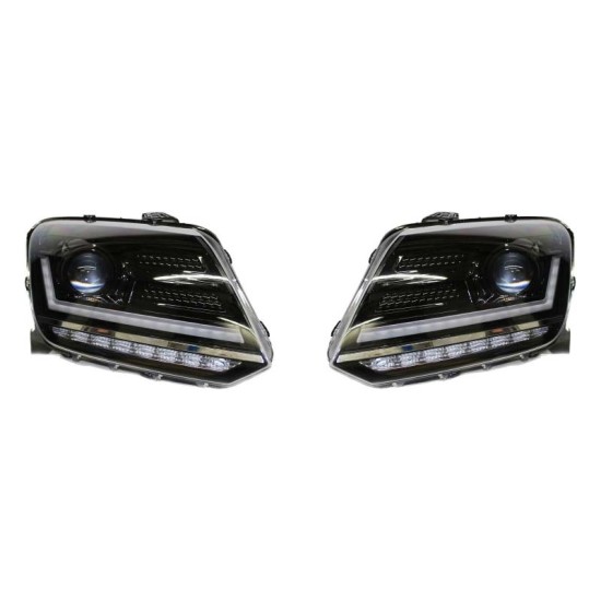Μπροστινά Φανάρια Set Για Vw Amarok 2010+ DRL Full Led Halogen Version Μαύρα LEDHL107-BK RHD (Δεξιοτίμονα) Osram Ledriving