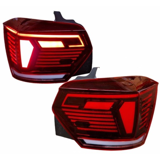 Πισινά Φανάρια Set Για Vw Polo AW 2018+ Led R-Line Look Red/Crystal