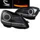 Μπροστινά Φανάρια Set Για Mercedes-Benz C-Class W204 11-14 DRL & Led Φλας Μαύρα H7 Με Μοτέρ