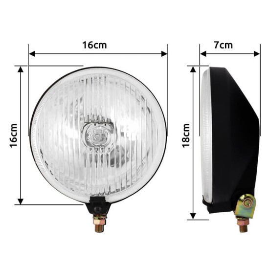 Προβολέας Στρόγγυλος Ø160mm H3 12 Volt 55W FX1160 Λευκός Με Καπάκι 1 Τεμάχιο