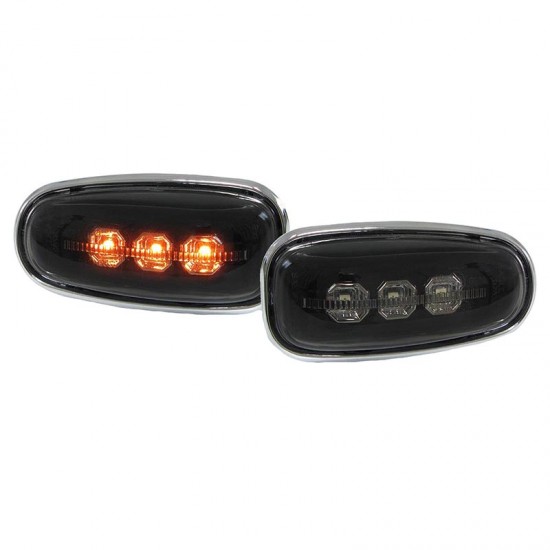 Πλαϊνά Φλας Φτερού Για Mercedes-Benz C W202 96-01 / CLK W208 97-02 / E W124 93-95 / W210 95-03 / SLK R170 96-04 / Vito W638 96-03 / Sprinter W901-W905 95-06 /  VW LT 98-06 Led Φιμέ 2 Τεμάχια