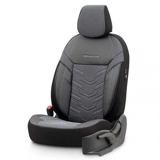 Καλύμματα Αυτοκινήτου Otom Reflective Design Universal Jacquard / Rachel / Δερματίνη Σετ Εμπρός / Πίσω 11 Τεμαχίων Μαύρο - Σκούρο Γκρι RFL-2603