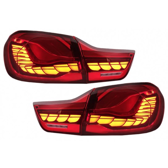Πισινά Φανάρια Set Για Bmw 4 F32 F33 F36 M4 F82 F83 (2013-03.2019) OLed Dynamic Start Up Κόκκινο/Crystal Vland