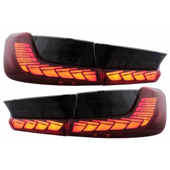 Πισινά Φανάρια Set Για Bmw 3 G20 G28 M3 G80 18-22 Sedan Dynamic Signal Red/Smokel Vland