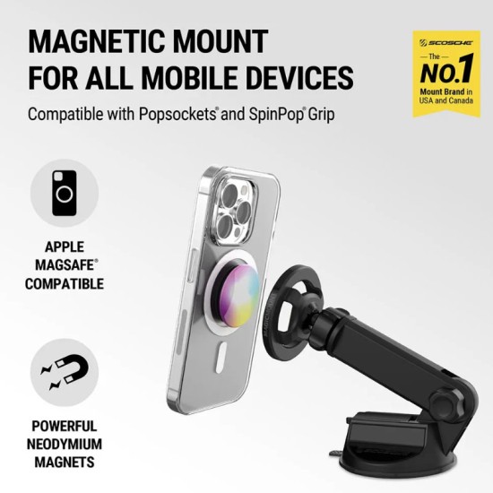 Μαγνητική Βάση Κινητού MagSafe με Βραχίονα για Ταμπλό & Τζάμι Scosche SΜS2WDΑ-SΡ