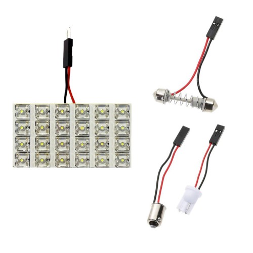 Led Πλαφονιέρας 24 Led 24volt Με 5 Αντάπτορες Λευκό 1 Τεμάχιο