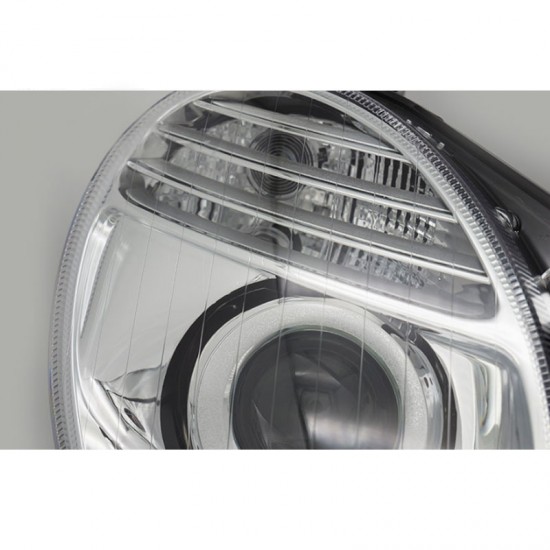 Φανάρι Μπροστινό Δεξί Για Mercedes-Benz E-Class W211 06-09 Χρωμίου Facelift H7/H7 Με Μοτέρ TYC