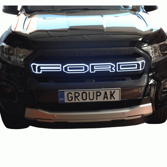 ΕΜΠΡΟΣΘΙΑ ΜΑΣΚΑ ΜΕ LED ΦΩΤΙΖΟΜΕΝΑ ΓΡΑΜΜΑΤΑ GRILLE 804LED FORD RANGER T8 2020+